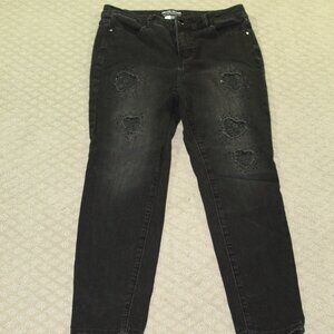 Frank Lyman Montreal Women's L Black Denim Lace & Bling Embellished Jeans